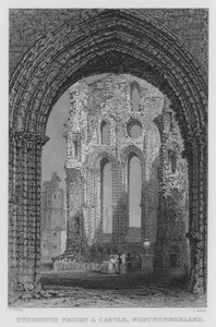 Prieuré et Château de Tynemouth, Northumberland (gravure) - Thomas (after) Allom