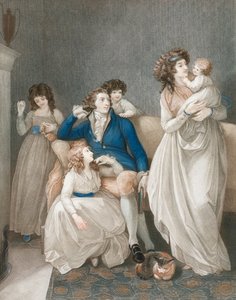 Scène de famille aisée de la fin du 18e-début du 19e siècle. - Thomas (after) Stothard