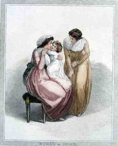 Allaité à la maison, gravé par Joseph Strutt, publié par L. Jeffreys - Thomas (after) Stothard