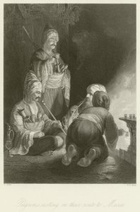 Pèlerins se reposant sur leur route vers La Mecque - Thomas Allom
