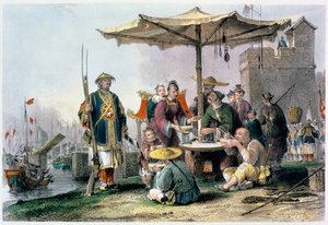 Vendeurs de riz à la station militaire de Tong-Chang-Too, Chine, 1843 - Thomas Allom