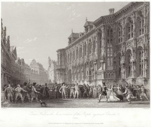 Hôtel de ville avec insurrection du peuple contre Charles V - Thomas Allom
