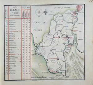 Kent, planche 39r, de A Compleat Sett of Mapps of England and Wales in General..., 1724