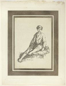 Jeune garçon assis, du premier numéro de Specimens of Polyautography - Thomas Barker
