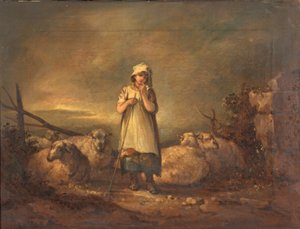 Fille du Gloucestershire gardant des moutons - Thomas Barker of Bath