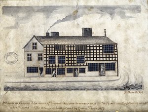 Vieille maison sur Hanging Ditch, Manchester, 1819