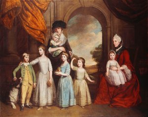 Portrait de groupe des enfants Craven, en longueur, devant une arche avec un paysage au-delà, 1776 - Thomas Beach