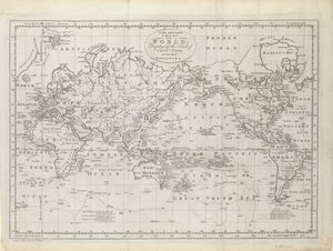 Carte du monde montrant les trajets du capitaine Cook - Thomas Bowen