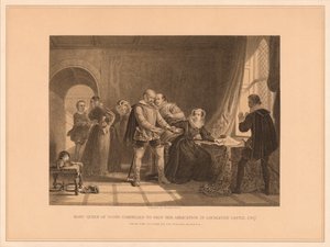 Marie Stuart forcée de signer son abdication au château de Lochleven