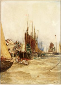 Le Premier Bateau de la Pêche au Maquereau, Boulogne, 1889 - Thomas Bush Hardy
