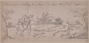 Deux personnages en costume classique chassant un cerf - Thomas Carter
