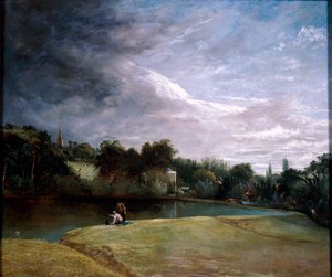 Garçons pêchant dans un réservoir près de Hampstead - Thomas Christopher Hofland