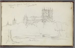Abbaye de Westminster depuis le nord, St. James Park, vers 1830