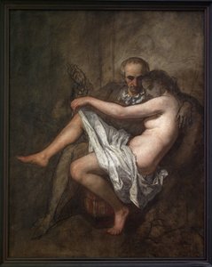 Baudelaire et la présidente Sabatier. Peinture intime et inachevée représentant le poète Charles Baudelaire (1821-1867) et sa muse maîtresse Apollonie Aglaé Sabatier (1822-1889), connue sous le nom de la présidente qui tenait un salon mondain dans le Paris