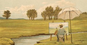Vie domestique : Enfant peignant sur le domaine - Thomas Crane