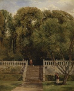 Sur la terrasse à Haddon Hall, Derbyshire - Thomas Creswick