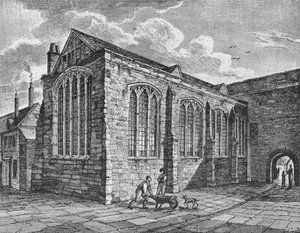 Vue nord-est de la Chapelle de la Sainte-Trinité, Leadenhall, Londres, vers 1825