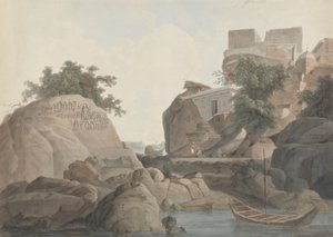 Roche du Fakir à Sultanganj, sur le fleuve Gange - Thomas Daniell