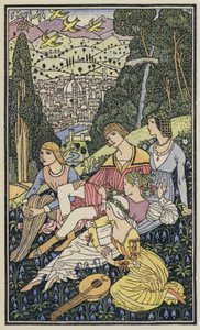 Illustration pour Le Décaméron de Boccace (lithographie couleur)