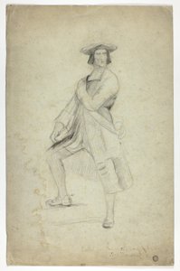 Étude pour un homme debout portant une écharpe et prenant une pose dramatique