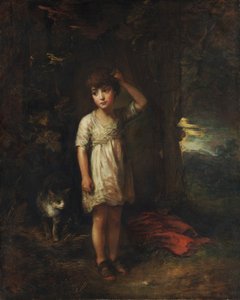 Un garçon avec un chat, matin