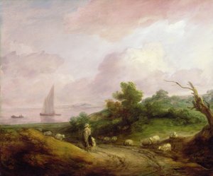 Paysage côtier avec un berger et son troupeau, vers 1783-4