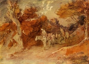 Figures et chevaux dans un chemin de campagne, milieu-fin 18ème siècle, 1934 - Thomas Gainsborough