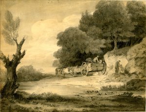 Figures avec charrette au bord de la route dessin de Thomas Gainsborough - Thomas Gainsborough