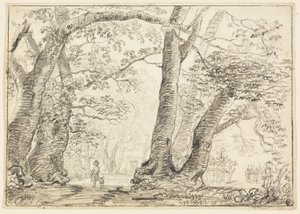 Homme avec chien dans la forêt - Thomas Gainsborough