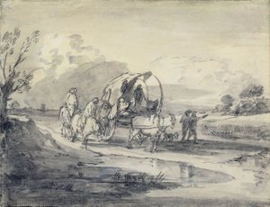 Paysage ouvert avec berger et chariot couvert, c.1780-85 - Thomas Gainsborough