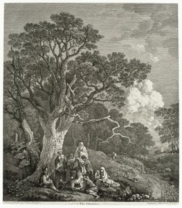 Paysage boisé avec gitans rassemblés autour d