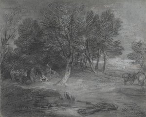 Paysage boisé avec campement de gitans