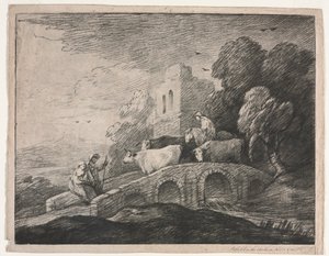 Paysage boisé avec bergers conduisant du bétail - Thomas Gainsborough