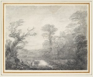 Paysage boisé avec berger, vaches et clocher - Thomas Gainsborough