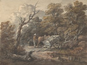 Scène boisée avec un paysan, un cheval et une charrette, vers 1760 - Thomas Gainsborough
