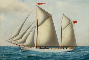 Le Goélette avant et arrière Grovehill en pleine voile - Thomas George Purvis