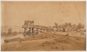 Une sélection de vingt des vues les plus pittoresques de Paris : Le moulin à eau au-dessus du pont de Charenton - Thomas Girtin