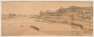 Une sélection de vingt des vues les plus pittoresques de Paris : Vue du Louvre et du pont des Tuileries prise du Pont Neuf - Thomas Girtin