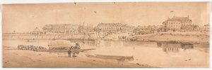 Une sélection de vingt des vues les plus pittoresques de Paris : Vue du Palais et du Village de Choisi sur les rives de la Seine - Thomas Girtin