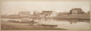 Une sélection de vingt vues parmi les plus pittoresques de Paris : Vue du palais et du village de Choisi sur les bords de la Seine - Thomas Girtin