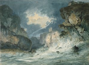 Château de Dunstanburgh, Northumberland, pendant un orage - Thomas Girtin