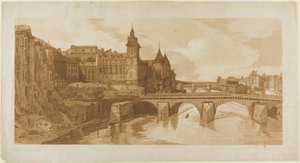 Vue du Pont au Change, du Théâtre de la Ville, du Pont Neuf, de la prison de la Conciergerie, etc. prise du Pont Notre Dame, de la sélection de vingt des vues les plus pittoresques de Paris