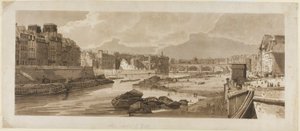 Vue de la ville avec le Louvre, etc., prise du Pont Marie, de Une sélection de vingt des vues les plus pittoresques de Paris - Thomas Girtin