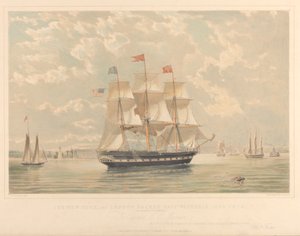 Le navire de la ligne New York et Londres Victoria (entrant dans le port de New York), vers 1839-44 - Thomas Goldsworth Dutton