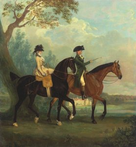 Marcia Pitt et son frère George Pitt, plus tard deuxième baron Rivers, chevauchant dans le parc de Stratfield Saye House, Hampshire - Thomas Gooch