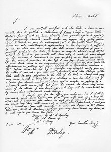 Lettre de Thomas Gray concernant l