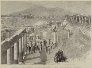 Commémoration du dix-huitième centenaire de la destruction de Pompéi, fouilles dans la neuvième région