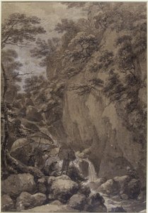 Sir George Beaumont et Joseph Farington peignant une cascade, 1777 - Thomas Hearne
