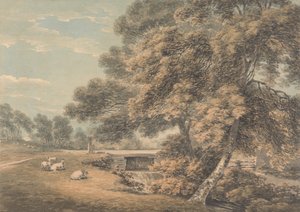 Les arbres et la rivière dans le parc de Coleorton Hall, Leicestershire - Thomas Hearne