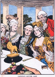 Le lion de Canova (lithographie couleur) - Thomas Heath Robinson